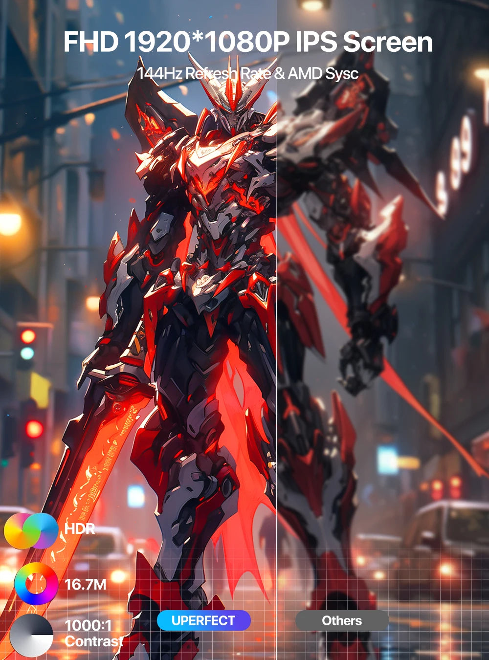 UPERFECT UPlays K8 17.3&quot; PC Monitor 144hz FHD 1080P Gaming Display For PS5 XBOX Steam Decks Switch USB C HDMI Laptop Mac Screen