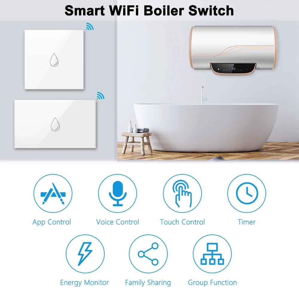 LoraTap WiFi Boiler Water Heater EU US IL Switch Tuya Smart Life App Remote Control Energy Monitoring Voice Google Home Alexa - Stereotech
