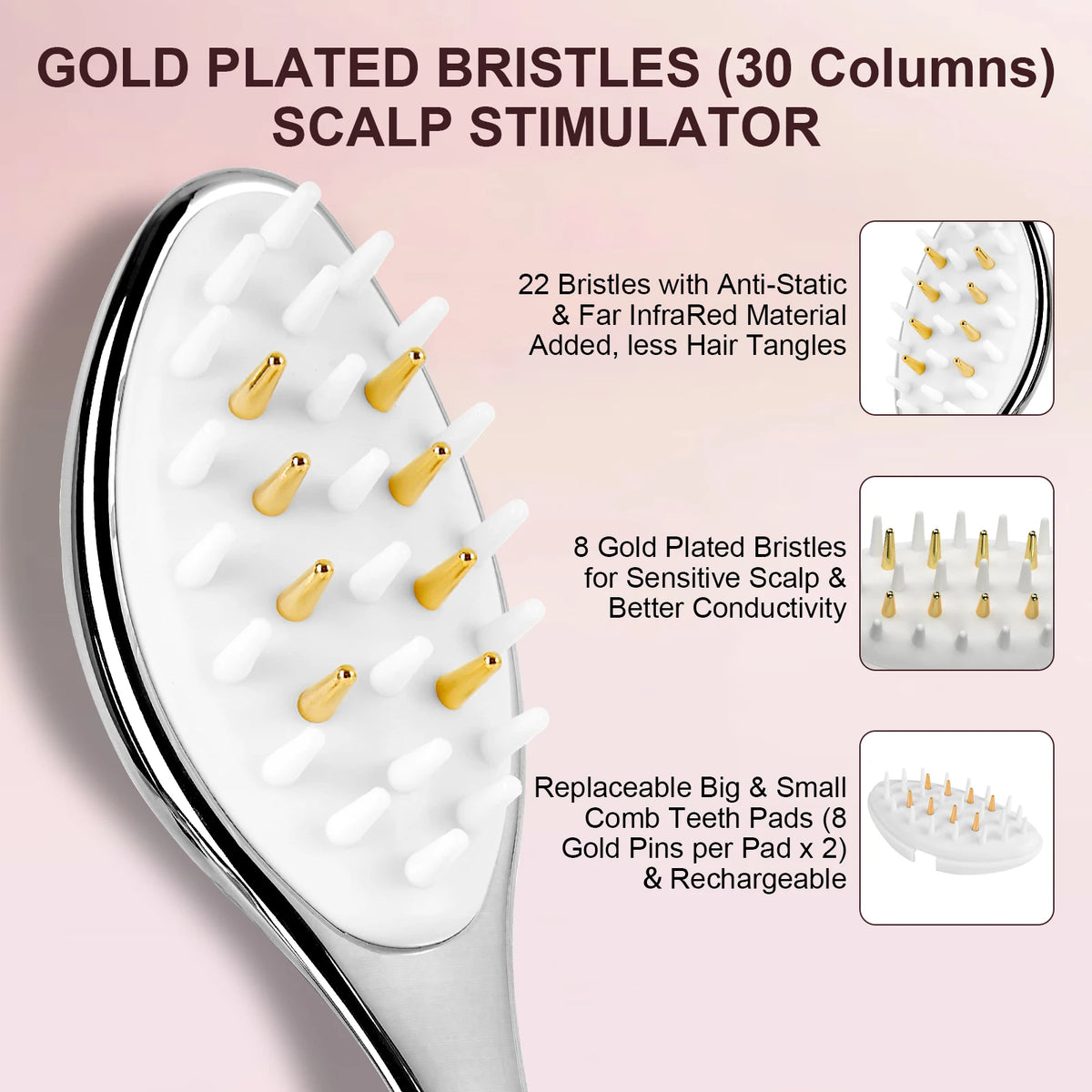 EMS Micro-Current Hair Growth Massage Comb Red Blue Anti-loss thick hair comb vibratory scalp massager