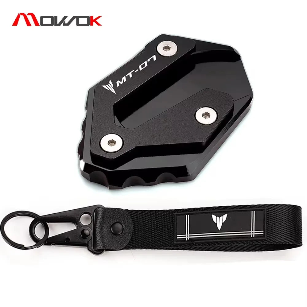 For yamaha MT07 MT-07 mt07 2014-2021 2022 2023 2024 motorcycle Side Stand Enlarge Kickstand Extension Plate Pad key chain ring