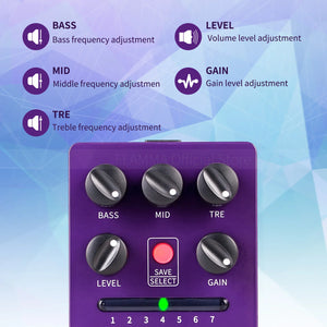 FLAMMA FS06 Preamp Pedal Digital Guitar Effects Pedal with 7 Preamp Models Preset Save Slot Built-in Cabinet Simulation