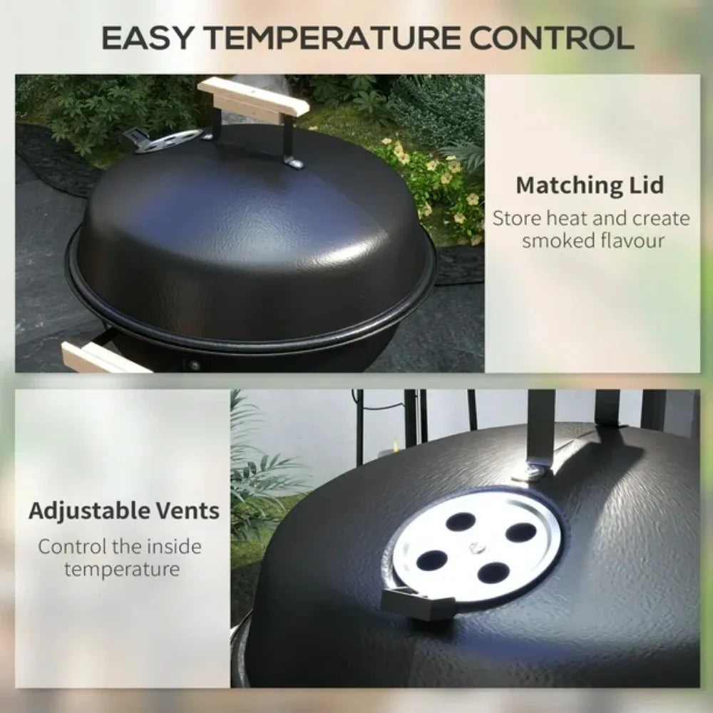 Barbecue Brazier Portable Charcoal BBQ Grill Camping Furnace Outdoor Camp Cooker W/ Wheels Electric Grills Garden Supplies Bar - Stereotech