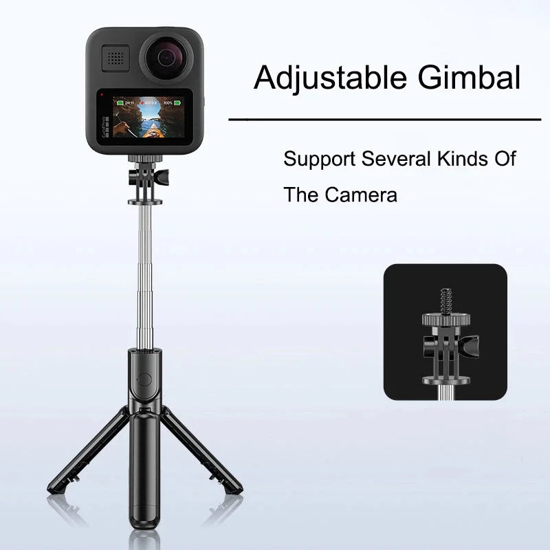 Selfie Stick Tripod For Phone Wireless Bluetooth Cell Phone Gimbal Extendable For iPhone Xiaomi Samsung For Live Streaming - Stereotech
