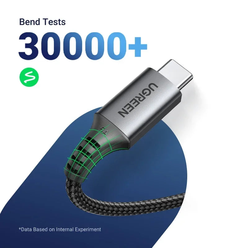 UGREEN USB Type C Cable 100W USB C To USB C Cable Silicone braided PD Fast charging 25cm 50cm 1m 1.5m 2m phone notebook Android