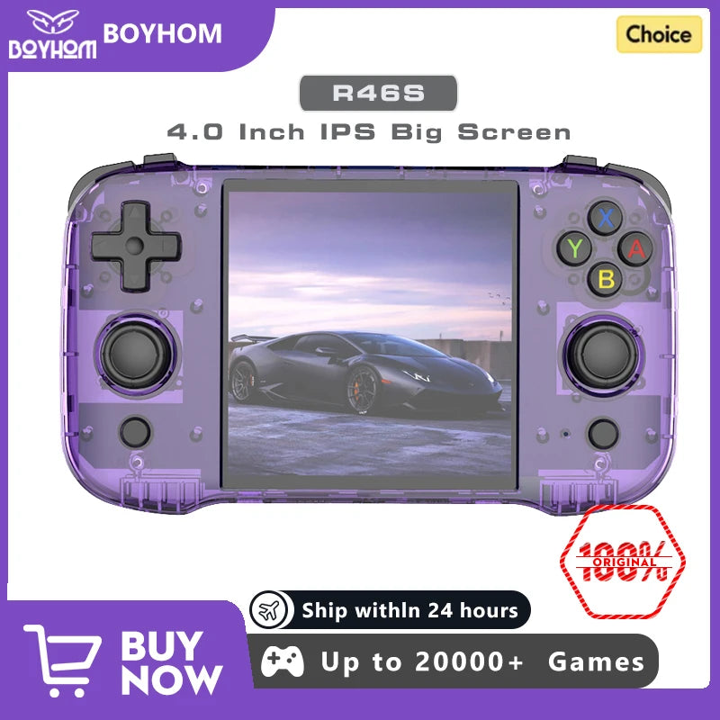 BOYHOM R46S Retro Handheld Video Game Console Linux System 4.0inch IPS Screen Portable Handheld Video Player Best Children gift