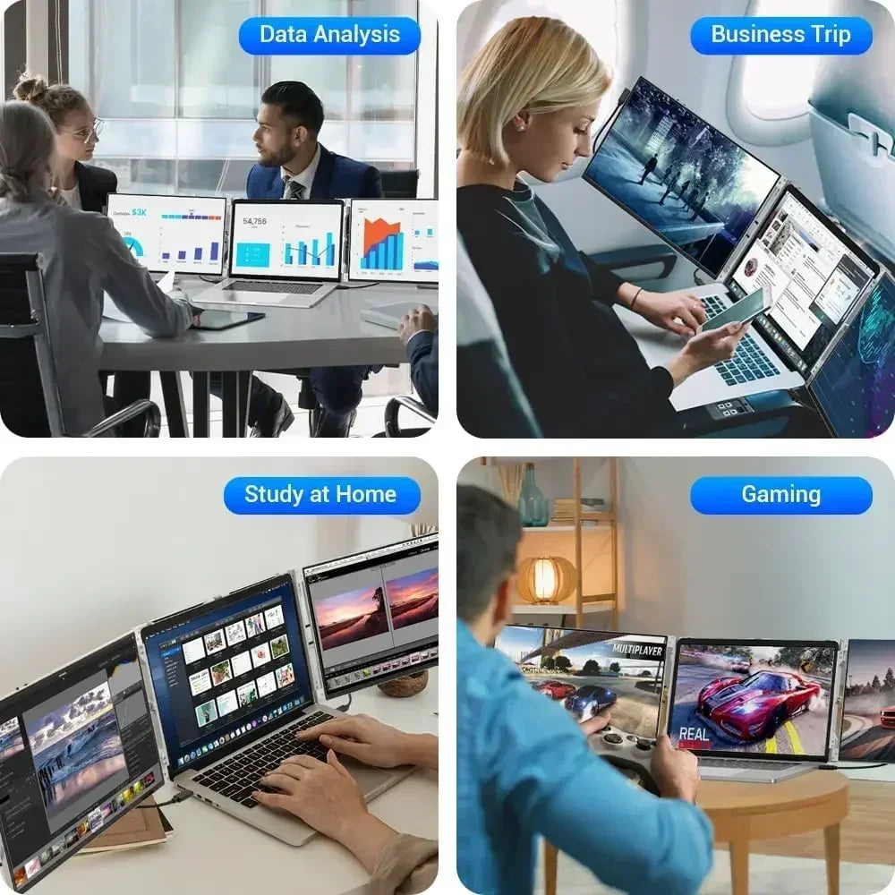 XIANWEI Portable Triple Monitor 14/15 inch Office Double Travel Dual Gaming Folding Extended Display Screen For Laptop Extension