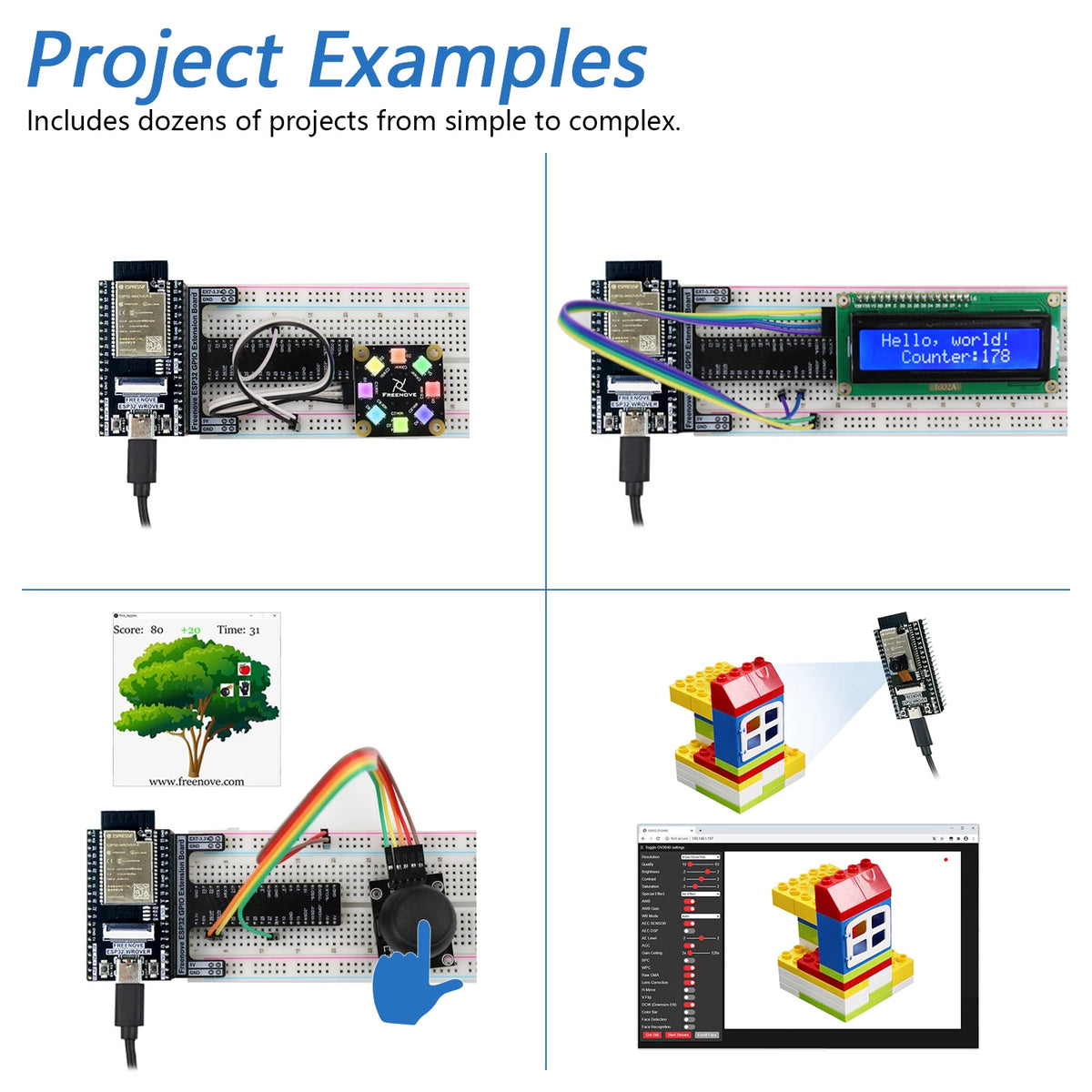 Freenove Ultimate Starter Kit for ESP32-WROVER CAM Wireless, Python C Java, 795-Page Detailed Tutorial, 240 Items, 122 Projects