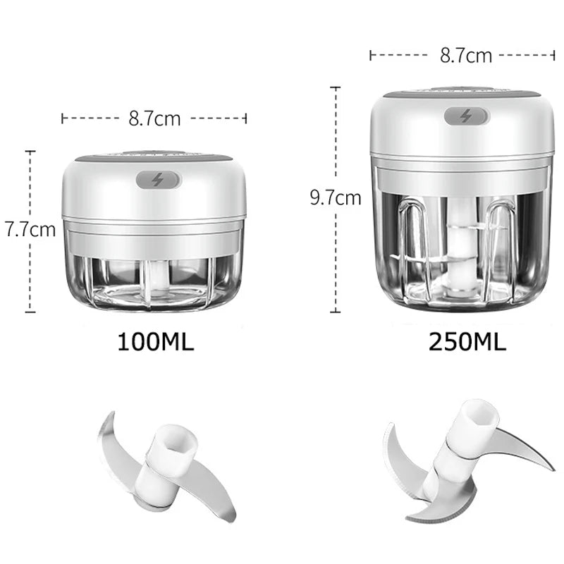 Electric Mini Garlic Masher Blender USB Food Vegetable Processor Chili Chopper Masher Machine Meat Masher Garlic Mixer Foy Home - Stereotech