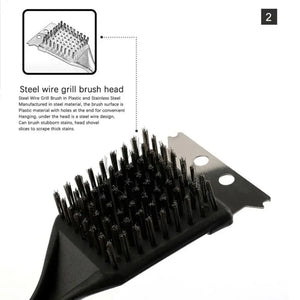 BBQ Grill Cleaning Brush Steel Wire Bristles Barbecue Cleaning Brushes Cooking Tool Outdoor Home BBQ Gas Kit Accessories - Stereotech