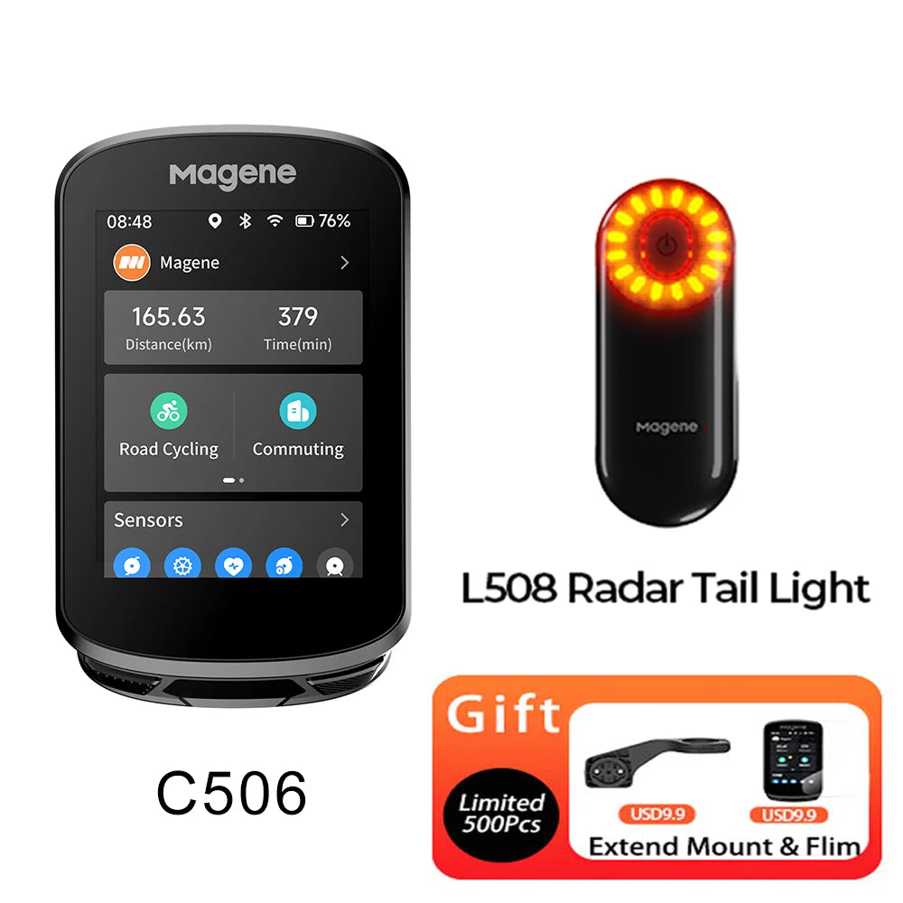 Magene C506 GPS Bike Computer Navigation WiFi Speedometer Color Touchscreen MTB Road Bicycle Odometer Cycling Training Notice