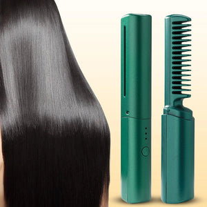 Professional Wireless Hair Straightener Curler Comb Lazy Hair Hot Comb USB Rechargeable Straightening Brush Hair Styling Tools - Stereotech