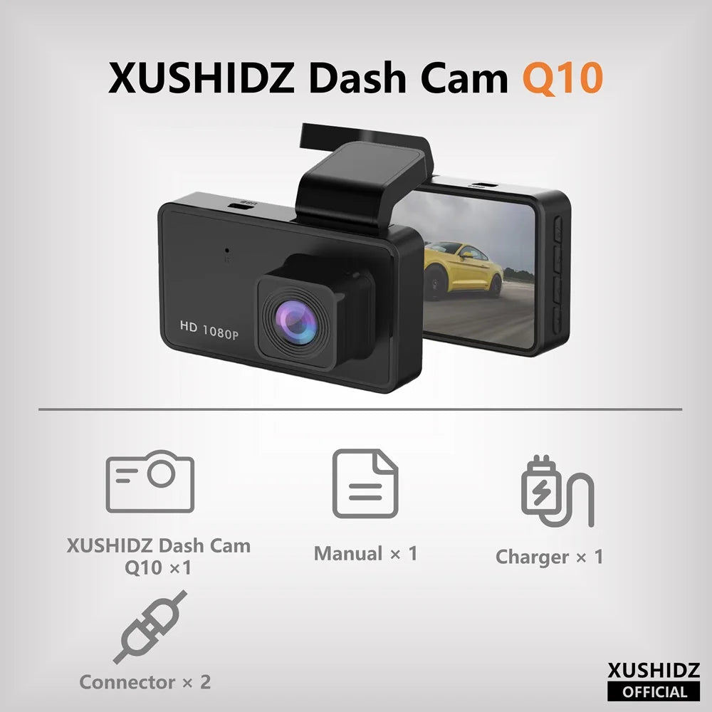 XUSHIDZ Q10PRO 1080P Dash Cam Night Vision Car DVR Vehicle Recorder Camera G-sensor HDR DVR  Loop Recording Dashcam Dual-Channel