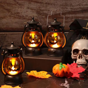 2024 New Halloween LED Retro Pumpkin Lantern Battery Operated Flickering Pumpkin Lanterns For Garden Landscape Decoration