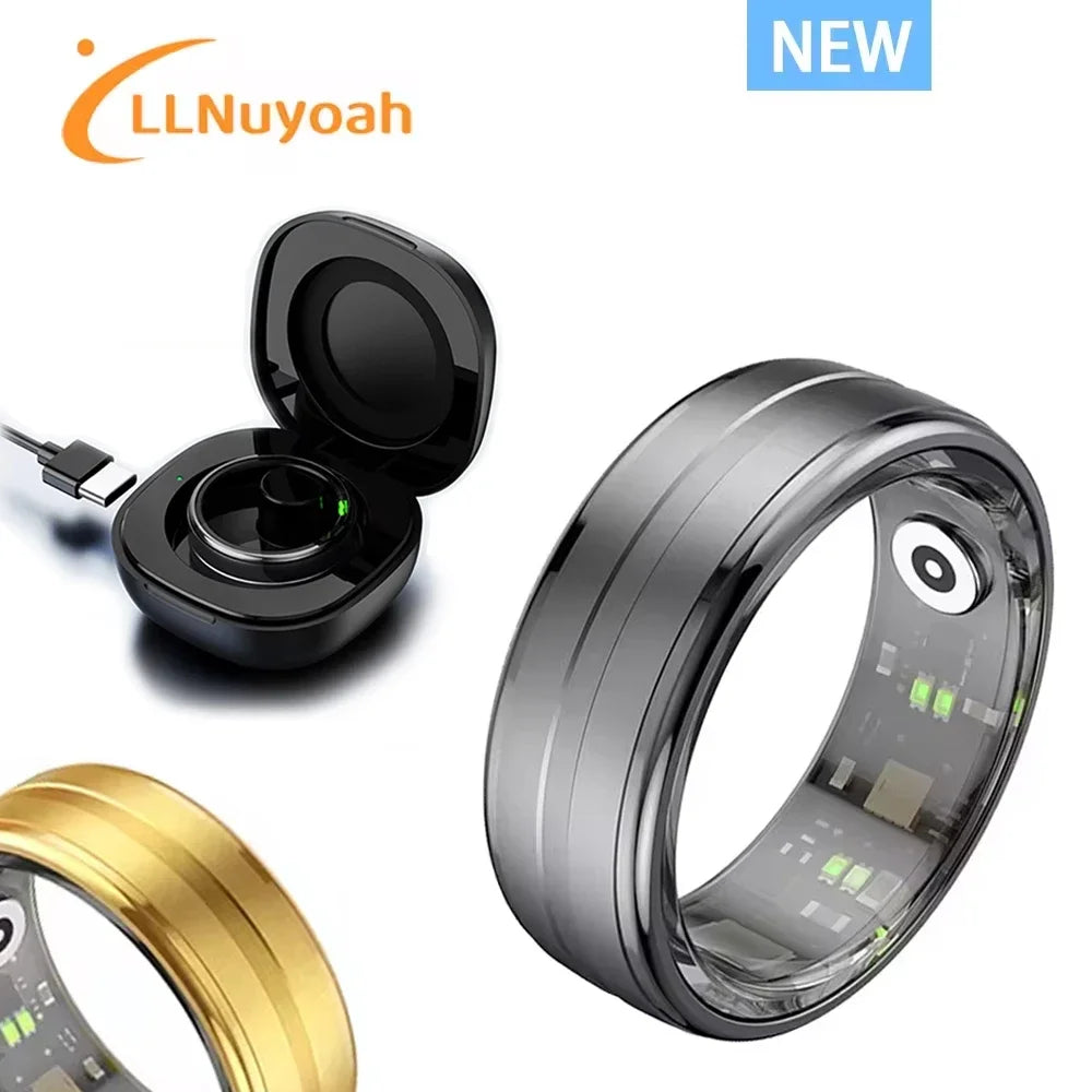 llNuyoah New R06 Smart Ring with Charging Case for Men Women Heart Rate and Blood Oxygen Monitor IP68 &amp; 5ATM Waterproof Sport