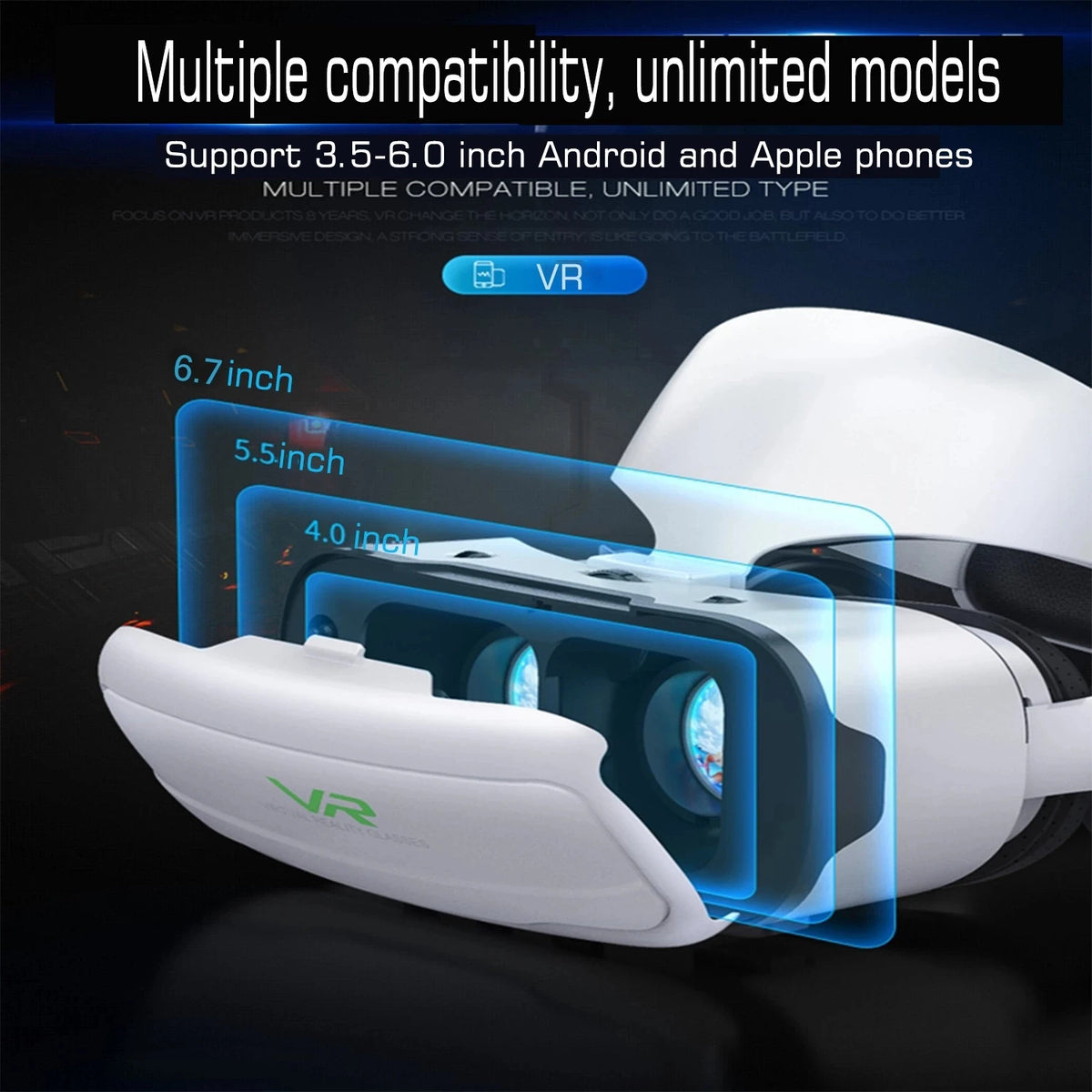 Top VR Glasses Headset 3D Virtual Reality Device Helmet Viar Goggle Lenses For Smartphone Smart Cell Phone Realidade Viewer