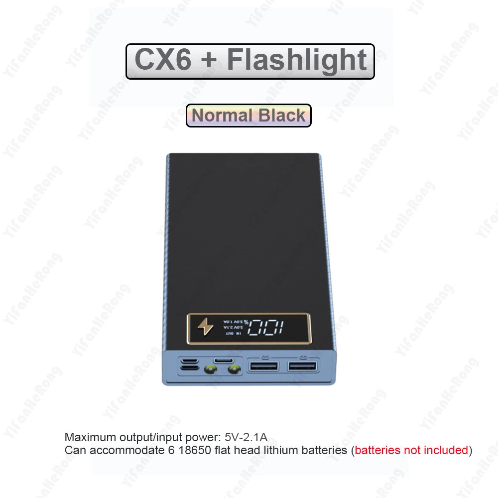 6 PCS 18650 Power Bank Case Wireless Fast Charge QC3.0 For Phone Charging Welding-free DIY Battery Storage Boxes