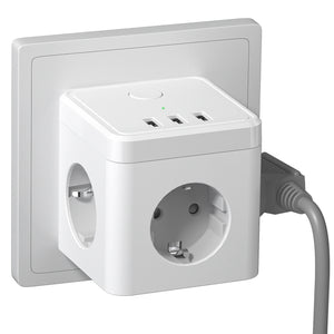 EU Plug Electric Power Strip Cube with 3 AC Outlets 3 USB Port  2400W 5V 2.4A Multi Socket with Switch for Home Without Cable