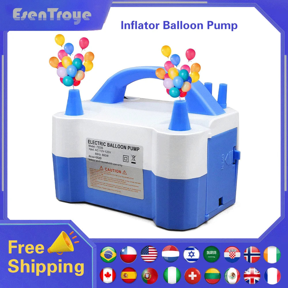 High-voltage Double-hole AC Portable Electric Balloon Pump US-Plug EU-Plug 110V/220V Balloon Air Pump Inflator For Party Wedding