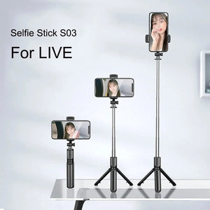 Selfie Stick Tripod For Phone Wireless Bluetooth Cell Phone Gimbal Extendable For iPhone Xiaomi Samsung For Live Streaming - Stereotech