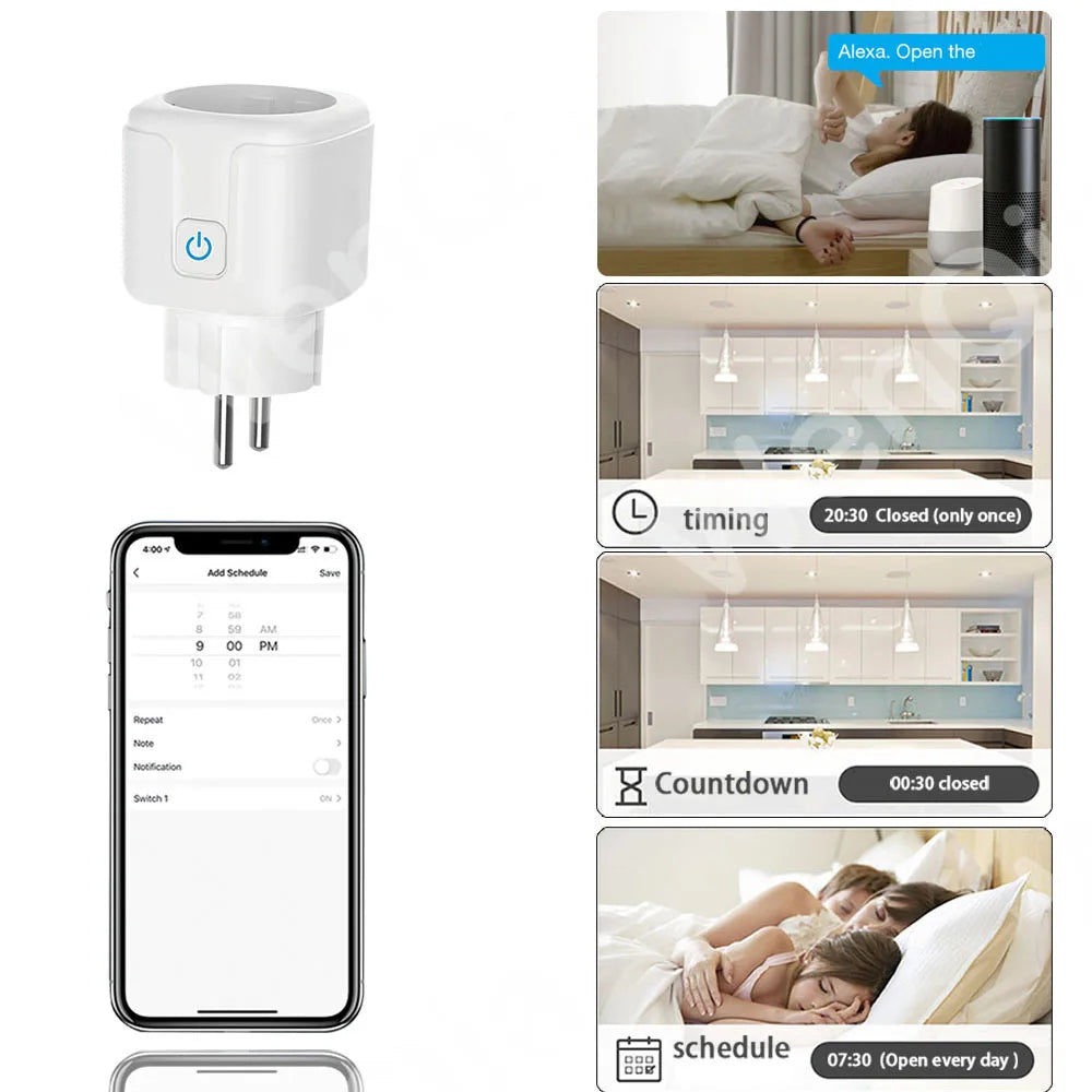 Tuya Smart Life RF 433Mhz Wireless Mini Smart Socket Switch 16A Electrical Outlet Remote EU Plug Voice Control Google Home Alexa