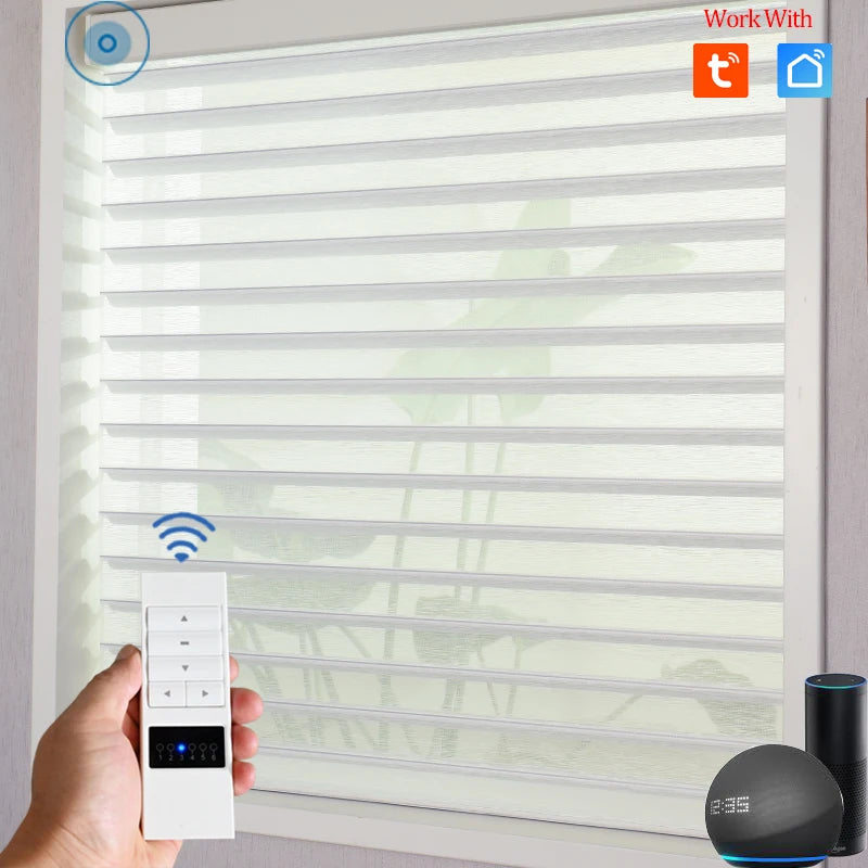 SmartMatters Smart Zigbee Shangri-La Blinds Dual-layered Day and Night Zebra Shades for Windows Wifi Tuya Alexa Compatible