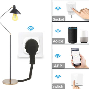 Tuya Smart Life RF 433Mhz Wireless Mini Smart Socket Switch 16A Electrical Outlet Remote EU Plug Voice Control Google Home Alexa