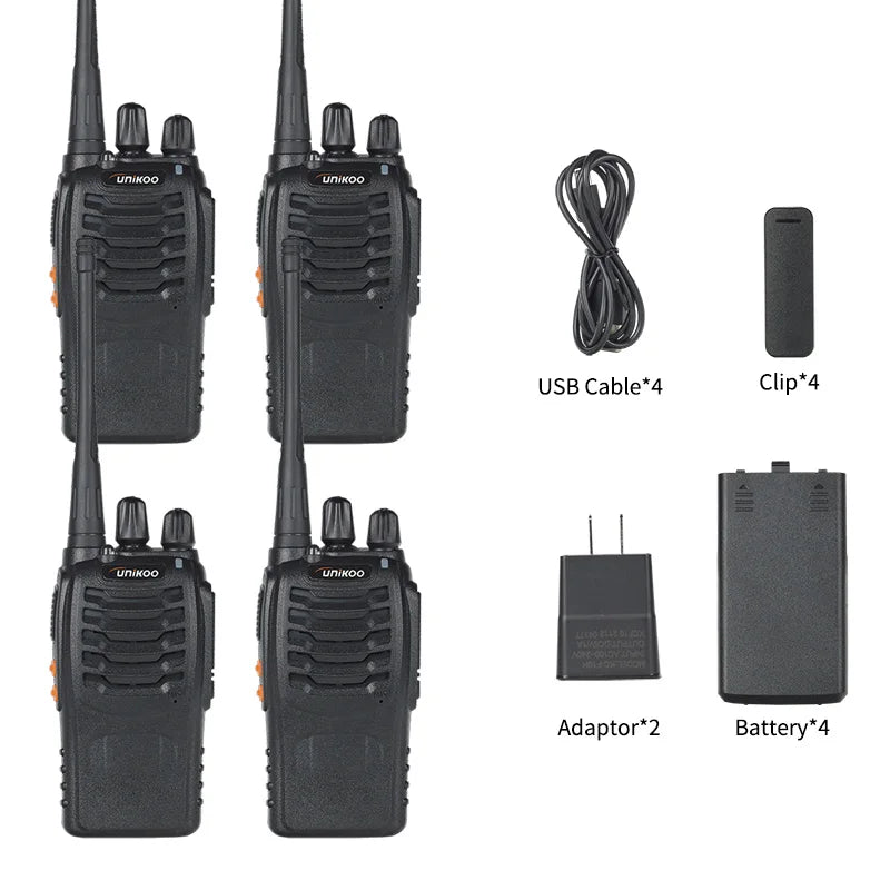 4 PCS UNIKOO UK226 Long Range communication Walkies Talkies FRS Set Two Way Ham Radios UHF Walkie Talkie transceiver For camping