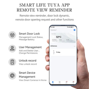 PHIPULO New Tuya APP Smart Door Lock Digital Electronic Lock Smart Home Wooden Door Lock Biometric Fingerprint