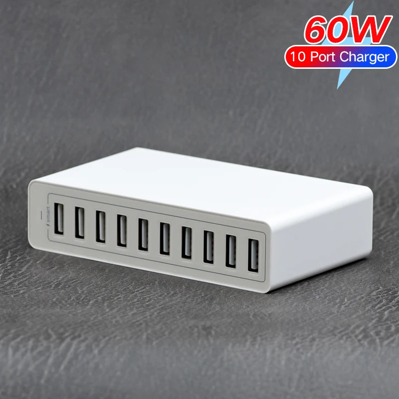 65W 4 6 10 Port Usb Fast Charger Type C Pd High Speed Quick Hub For Iphone Xiaomi Samsung,60W Mobile Cell Phone Multi Adapter