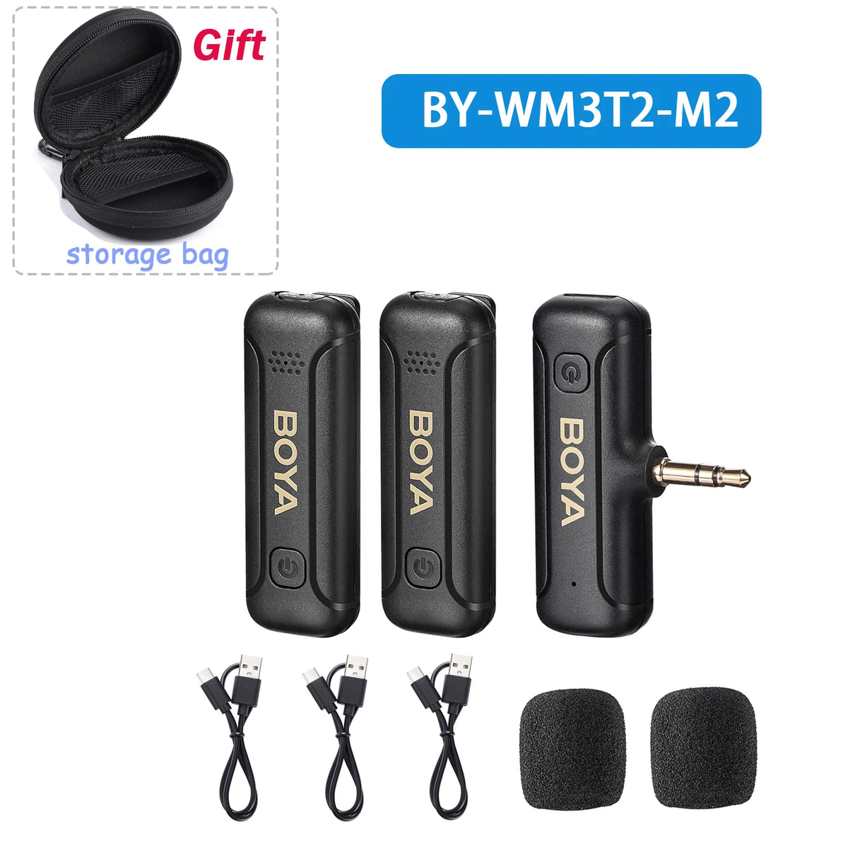 BOYA BY-WM3T2 Professional Wireless Lavalier Lapel Mini Microphone for iphone ipad Android Live Broadcast Streaming Vlogging