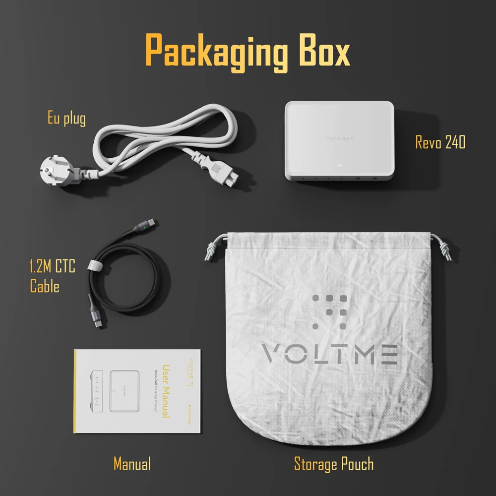 VOLTME 240W Desktop GaN Charger 6-port USB Type C PD Charger Fast Charge 3.0 USB Type C Fast Charger For iPhone 15 14 Pro