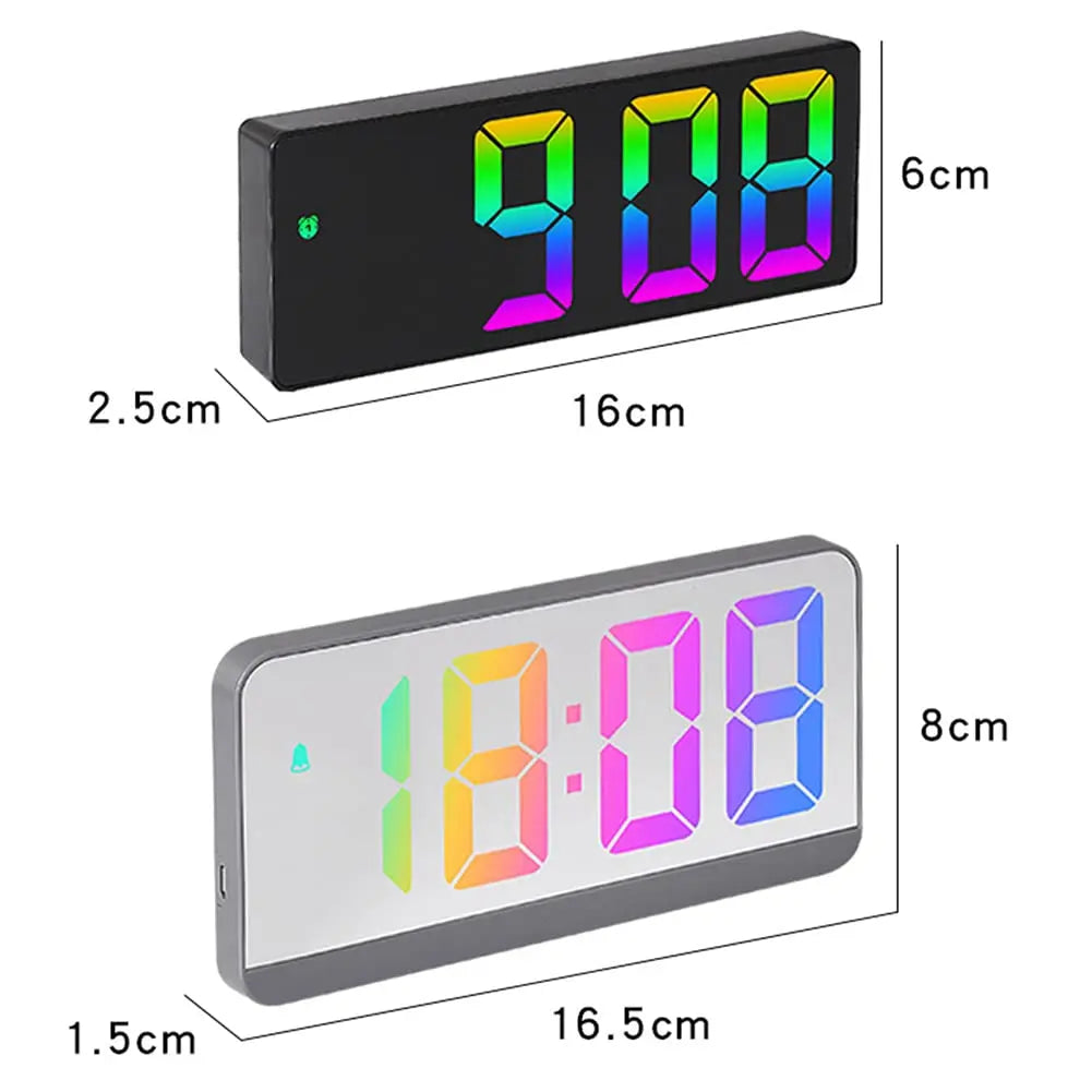 Led Electronic Bedroom Digital Alarm Clock 12/24 Hours Adjustable Brightness Colorful Big Screen Table Desk Clock Watches Decor