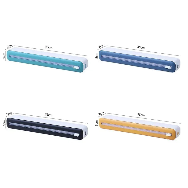 New Food Film Dispenser Magnetic Wrap Dispenser with Cutter Storage Box Aluminum Foil Stretch Film Cutter Kitchen Accessories - Stereotech