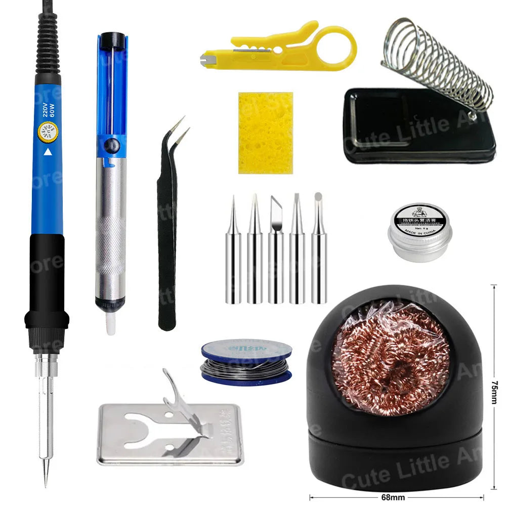 60W Electric Soldering Iron LCD Digital Display Adjustable Temperature Welding Repair Tools 220V / 110V Solder Wire Tips