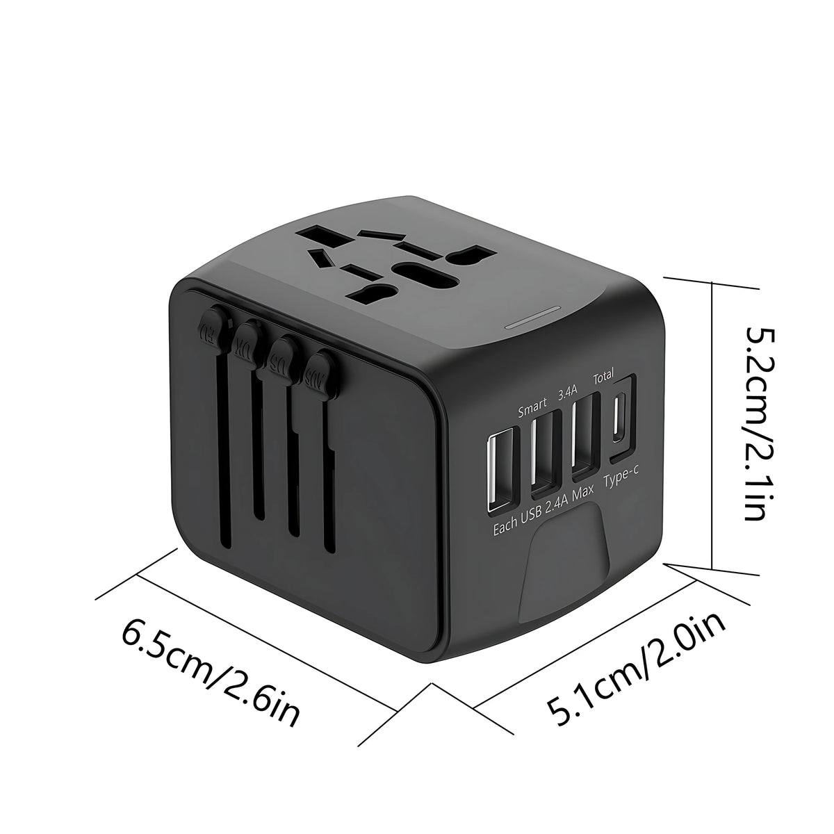 International Travel Adapter Multiple Plugs All in One Power Strip With 3USB 1Type C Ports Fast Charging EU UK US AU For Travel