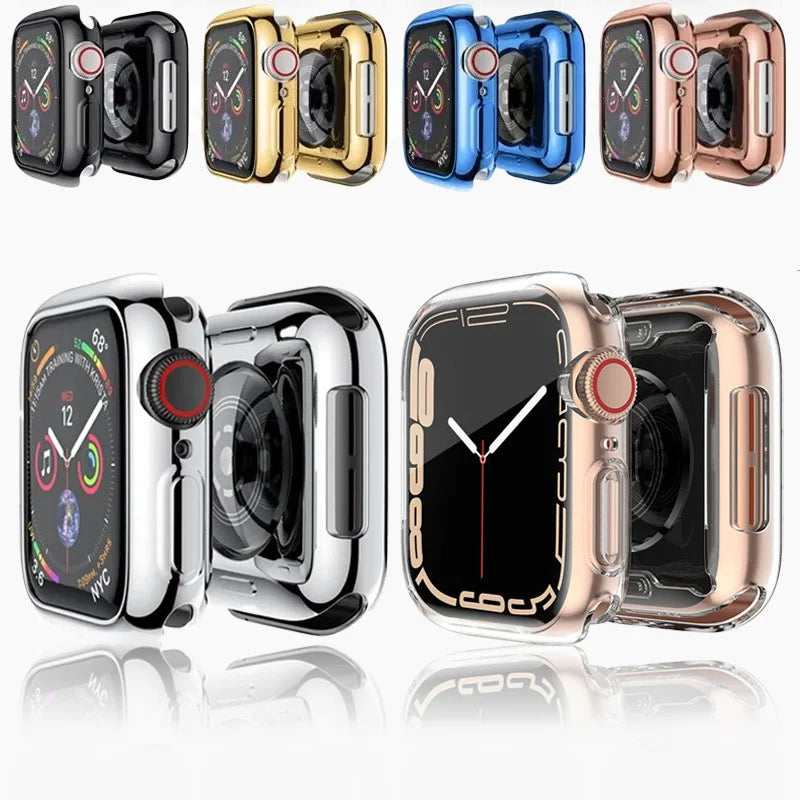 Protective Cover for Apple Watch Case 38mm 40mm 41mm 42mm 45mm 44mm 49mm Soft Clear TPU Screen Protector for IWatch 8 7 6 SE 5 4 - Stereotech