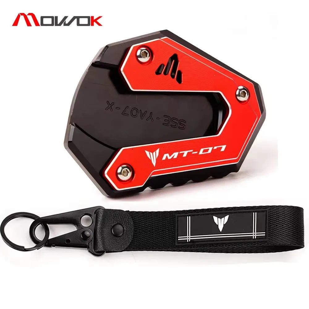 For yamaha MT07 MT-07 mt07 2014-2021 2022 2023 2024 motorcycle Side Stand Enlarge Kickstand Extension Plate Pad key chain ring