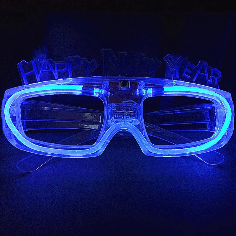Happy New Year LED Flashing Glasses Glowing Eye Glasses Light Up Kids Toys Glow Party Decoration Supplies Christmas