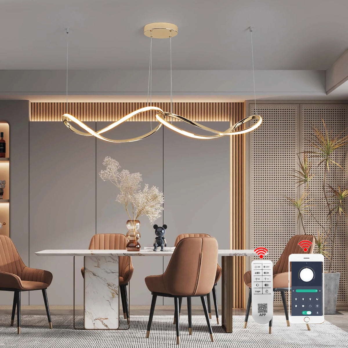 Modern Led Pendant Light, Led Chandelier For Dining Room Kitchen Lighting Gold/Chome/Bklack Living Bedroom Pendant Lamp W/Remote