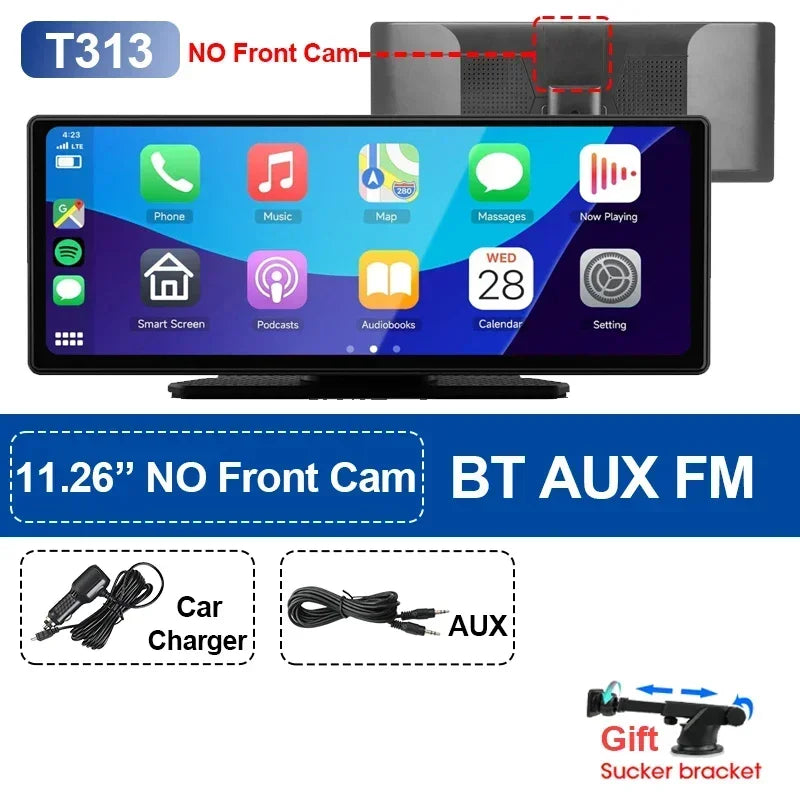 11.26&#39;&#39; inch Car DVR 4K Dash Cam Dual Lens Wireless Carplay &amp; Android Auto Video Recorder Monitor GPS Navigation 5G Wifi FM AUX