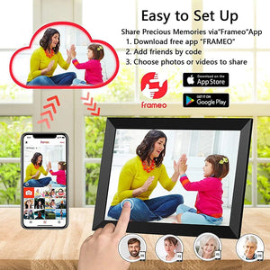WiFi Frameo Digital Picture Frame 10.1 Inch Smart Digital Photo Frame 1280x800 IPS HD Touch Screen 32GB Memory Electronic Frame