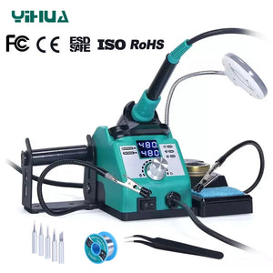 YIHUA 926LED-IV Soldering Station Soldering Iron Kit with Helping Clips Three Preset Channels Fast Heating