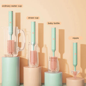 Electric Silicone Bottle Brush Baby Pacifier Thermos Cup Straw Cleaning Brush Long Handle Travel Cleaning Tools Set 1200mAh