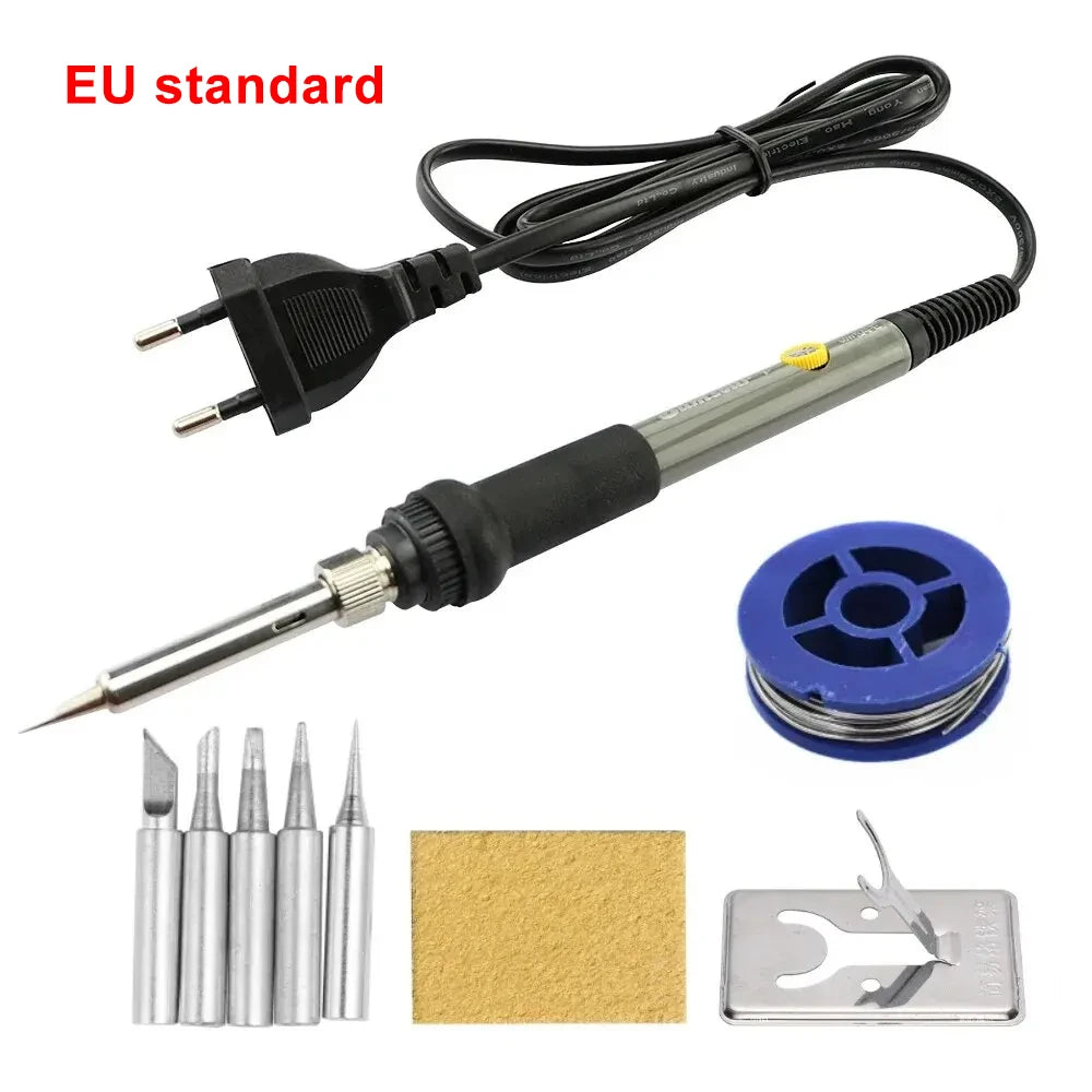7 in 1 Set Adjustable Temperature Electric Soldering Iron 110V/220V 60W Electric Soldering Iron Set Welding Solder Repair Tool