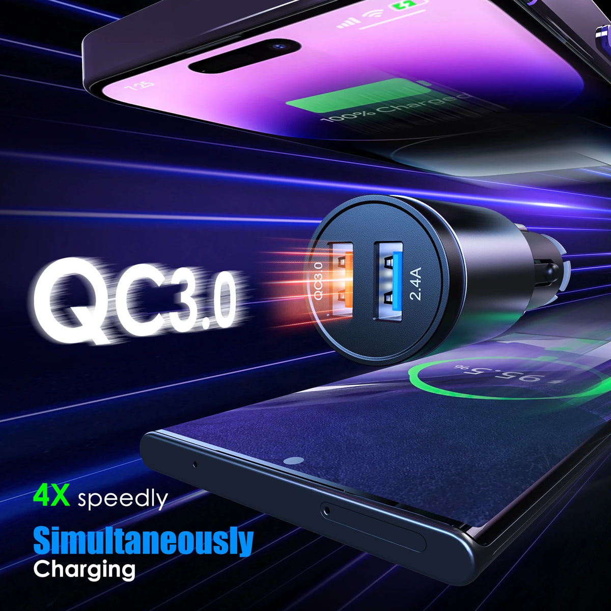 LENCENT FM Transmitter Modulator Car Bluetooth 5.0 with 2USB ports QC3.0  Car Fast Charger MP3 Player Radio Transmitter