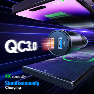 LENCENT FM Transmitter Modulator Car Bluetooth 5.0 with 2USB ports QC3.0  Car Fast Charger MP3 Player Radio Transmitter