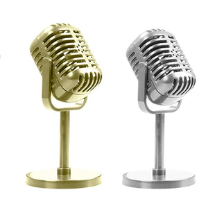 Classic Retro Dynamic Vocal Microphone Vintage Mic Universal Stand for Live Performance Karaoke Studio Recording Gold - Stereotech