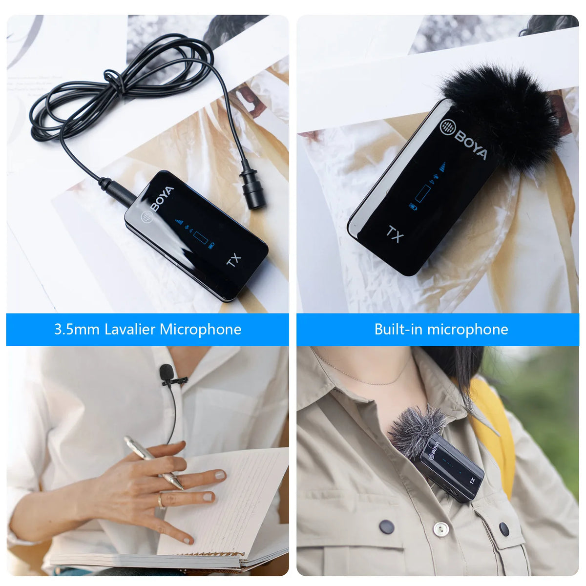 BOYA BY-XM6-K1 Wireless Lavalier Microphone Portable Audio Video Recording Mic with Charging Case for Smartphone Camera Vlog