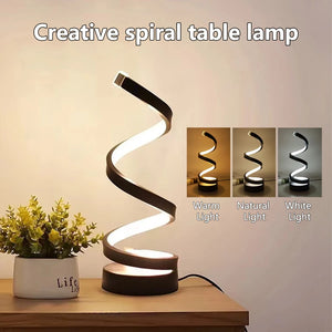 Modern Spiral Table LED Night Light Dimmable Desk Lamp Living Room Nightstand Lamp Bedside Table Study Office Bedroom Decoration