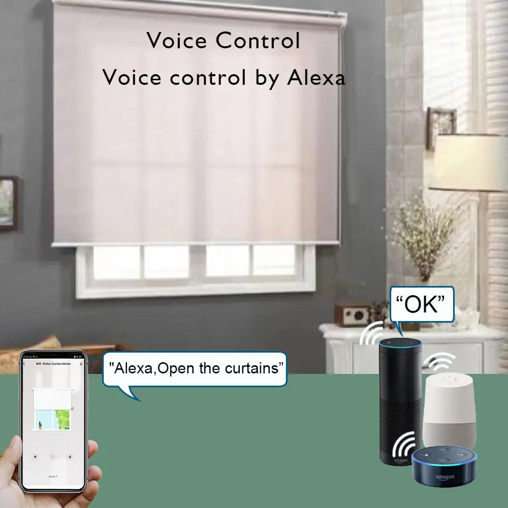 Lifelibero Tuya Battery Zigbee Or Wifi Smart Curtains Electric Roller Motor Blinds For Windows For 37 38mm Tube Work Alexa Voice